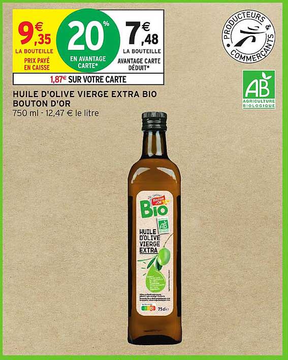 HUILE D'OLIVE VIERGE EXTRA BIO BOUTON D'OR