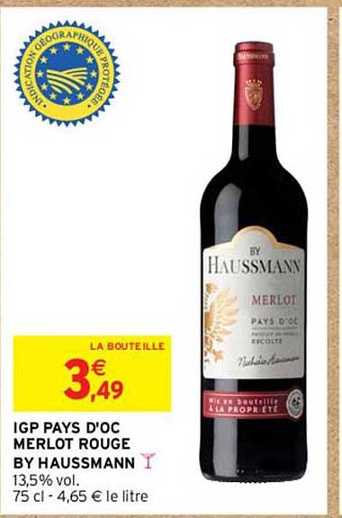 IGP PAYS D'OC MERLOT ROUGE BY HAUSSMANN