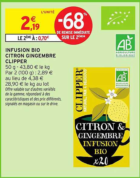 INFUSION BIO CITRON GINGEMBRE CLIPPER