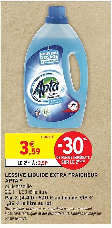 LESSIVE LIQUIDE EXTRA FRAICHEUR APTA