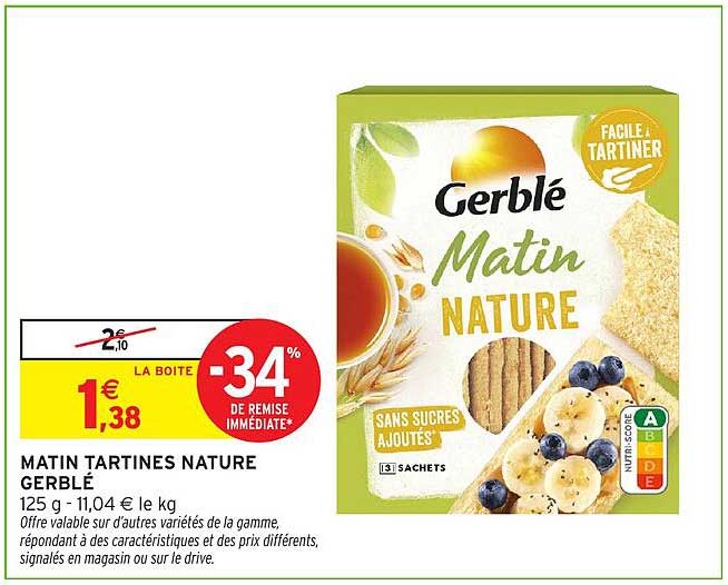 MATIN TARTINES NATURE GERBLÉ