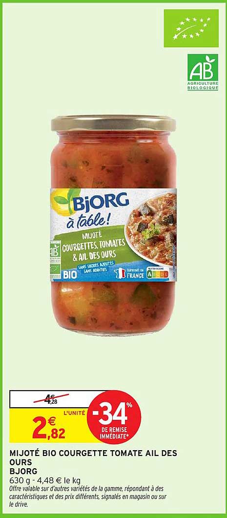 MIJOTÉ BIO COURGETTE TOMATE AIL DES OURS BJORG