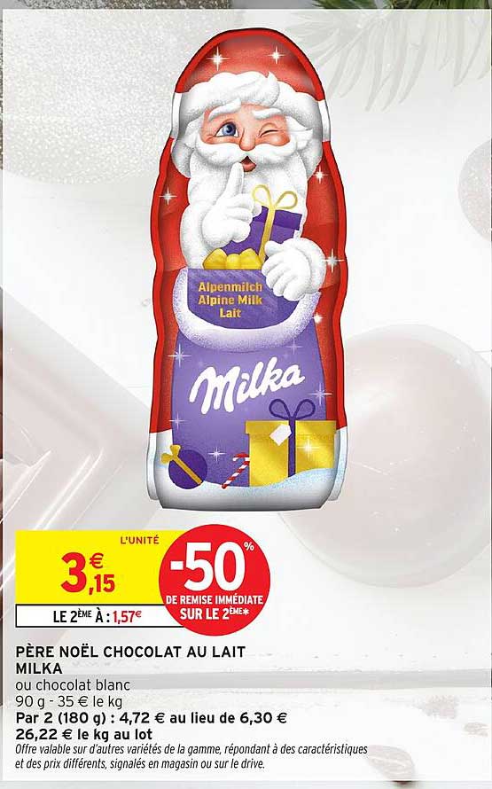 PÈRE NOËL CHOCOLAT AU LAIT MILKA