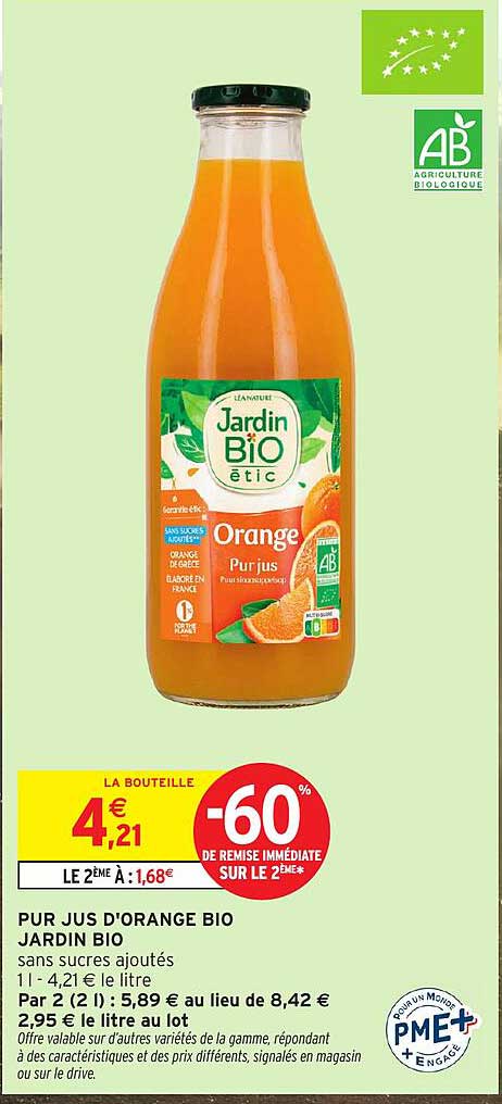 PUR JUS D'ORANGE BIO JARDIN BIO