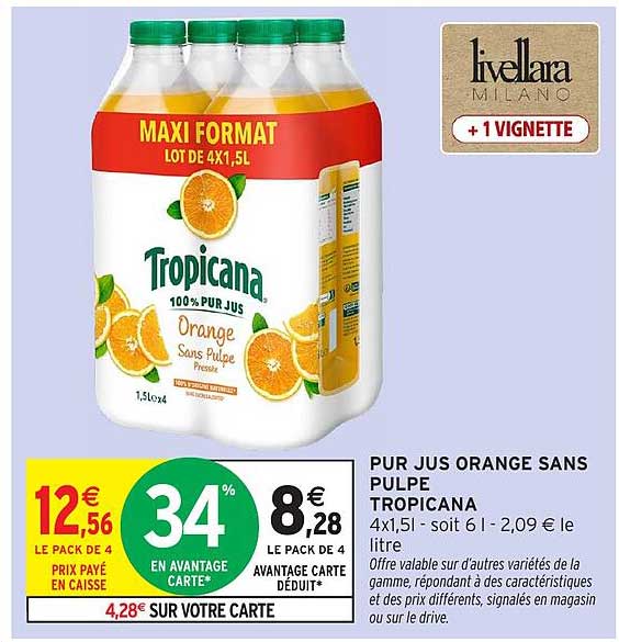 PUR JUS ORANGE SANS PULPE TROPICANA