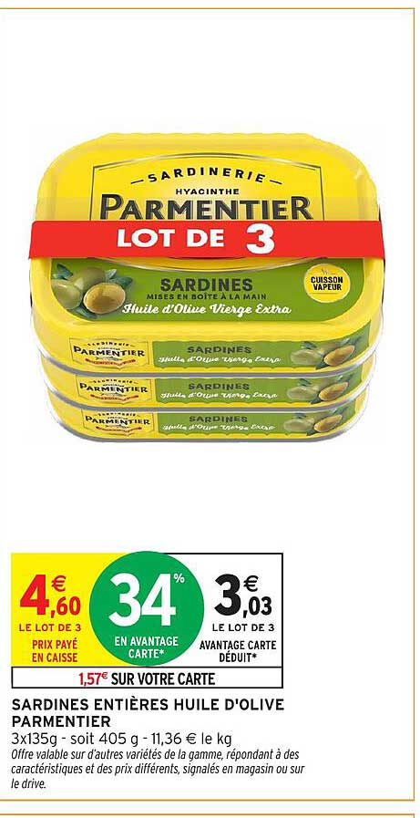 SARDINES ENTIÈRES HUILE D'OLIVE PARMENTIER