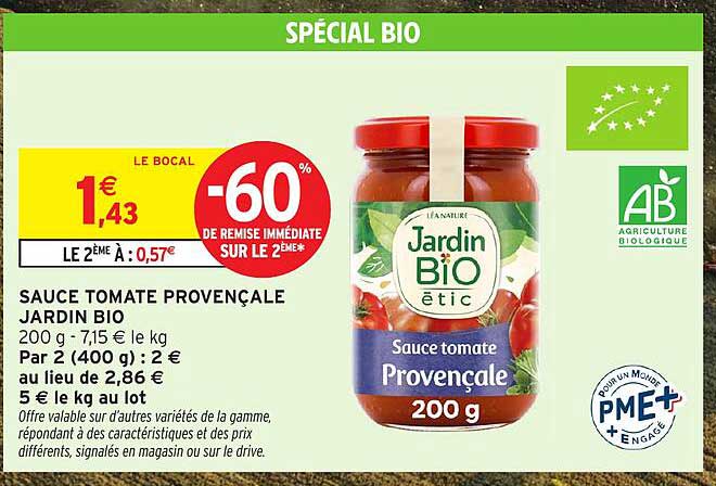 Sauce tomate Provençale Jardin Bio