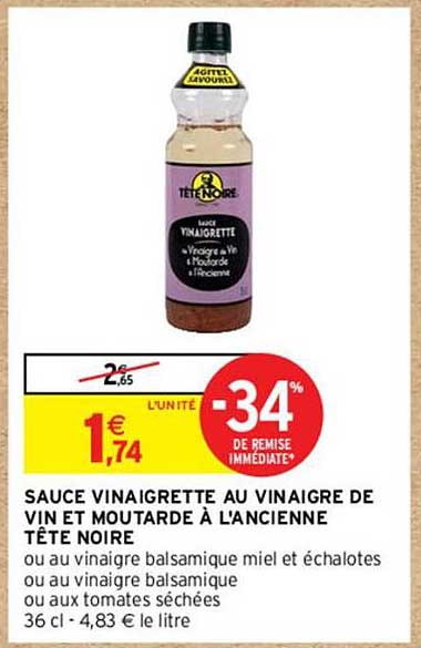 SAUCE VINAIGRETTE AU VINAIGRE DE VIN ET MOUTARDE À L'ANCIENNE TÊTE NOIRE