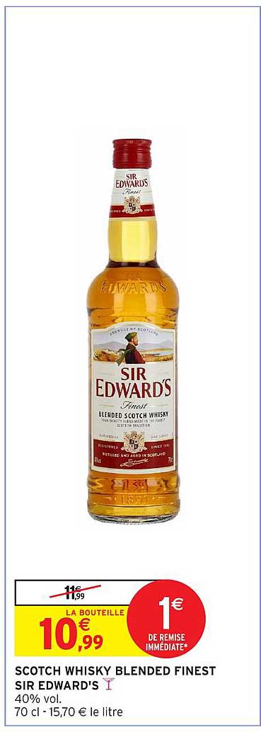 SCOTCH WHISKY BLENDED FINEST SIR EDWARD'S