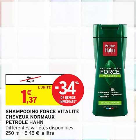 SHAMPOOING FORCE VITALITÉ CHEVEUX NORMAUX PETROLE HAHN