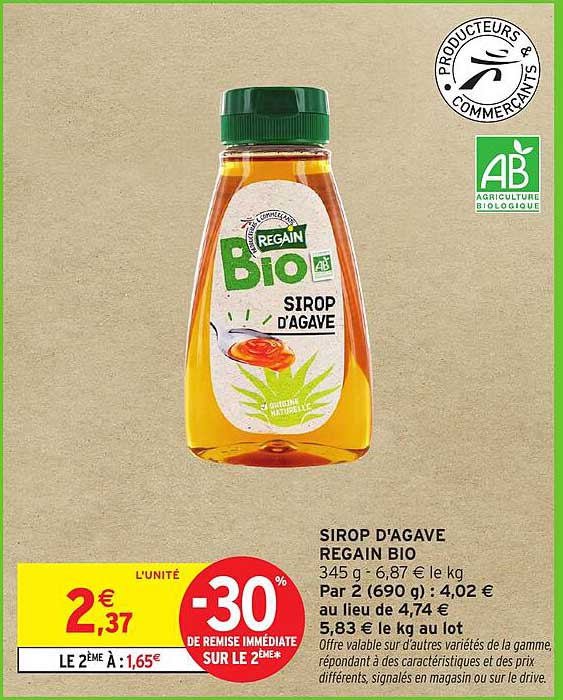 SIROP D'AGAVE REGAIN BIO