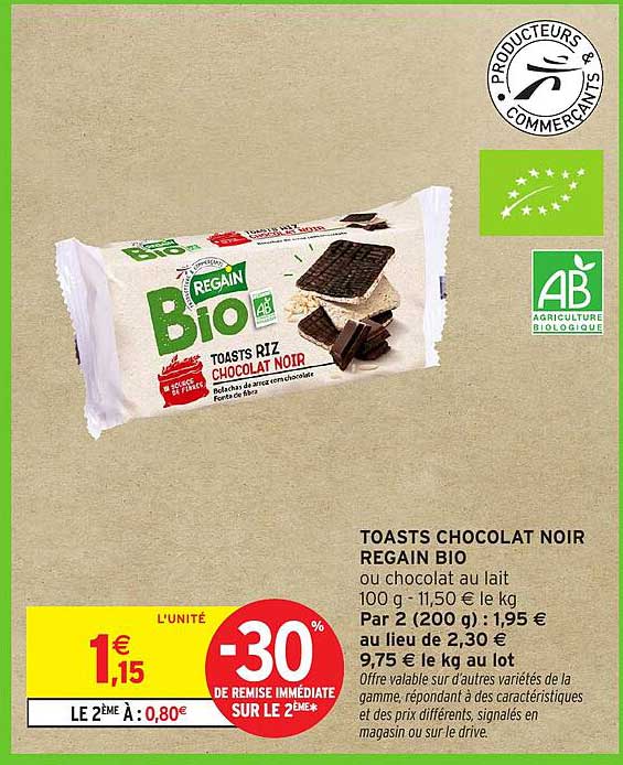 TOASTS CHOCOLAT NOIR REGAIN BIO