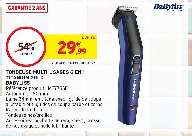 TONDEUSE MULTI-USAGES 6 EN 1 TITANIUM GOLD BABYLISS