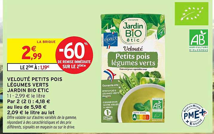 VELOUTÉ PETITS POIS LÉGUMES VERTS JARDIN BIO ÉTIC