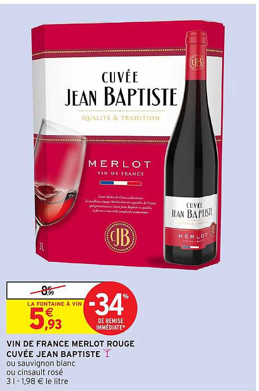 VIN DE FRANCE MERLOT ROUGE CUVÉE JEAN BAPTISTE