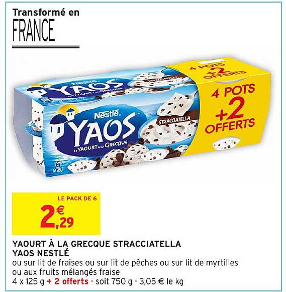 YAOURT À LA GRECQUE STRACIATELLA YAOS NESTLÉ