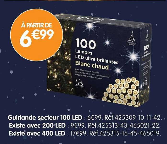 100 Lampes LED ultra brillantes Blanc chaud