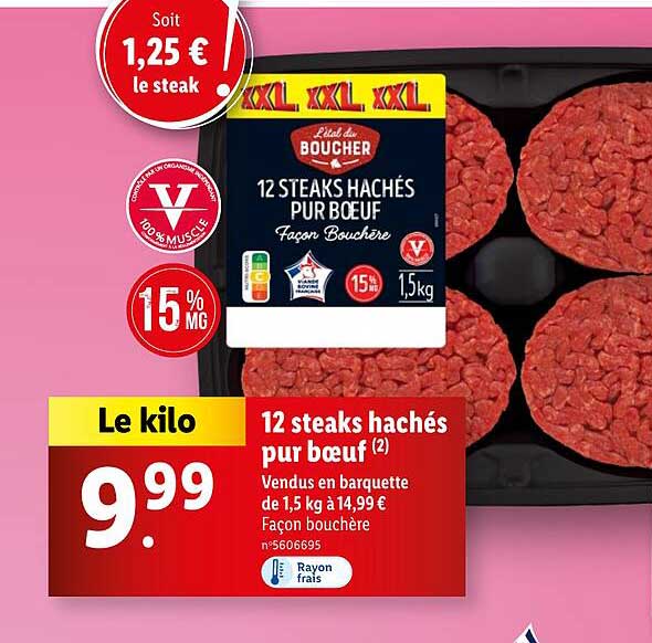 12 steaks hachés pur bœuf