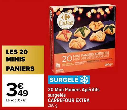 20 Mini Paniers Apéritifs surgelés CARREFOUR EXTRA