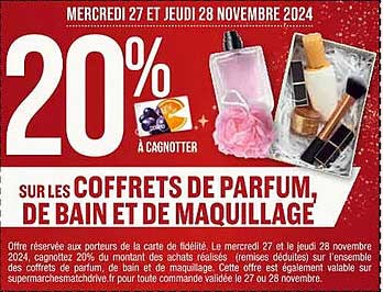 20% sur les coffrets de parfum, de bain et de maquillage