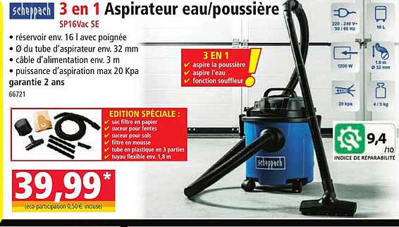 3 en 1 Aspirateur eau/poussière