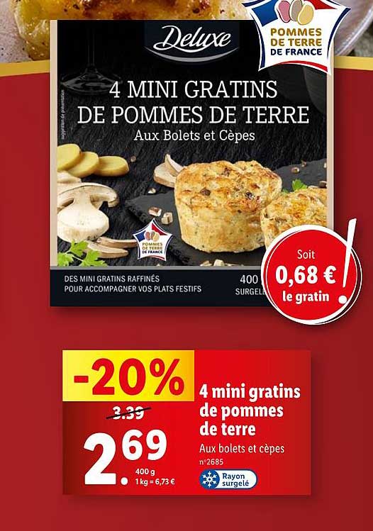 4 mini gratins de pommes de terre  
Aux bolets et cèpes