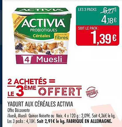 ACTIVIA PROBIOTIQUES Céréales 4 Muesli