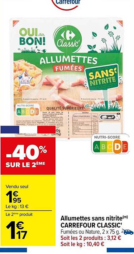 Allumettes sans nitrite(m) CARREFOUR CLASSIC