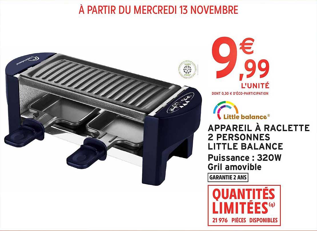 APPAREIL À RACLETTE 2 PERSONNES LITTLE BALANCE