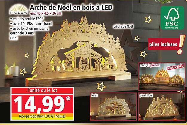 Arche de Noël en bois à LED