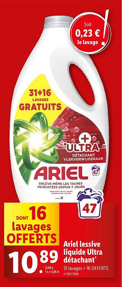 Ariel lessive liquide Ultra détachant