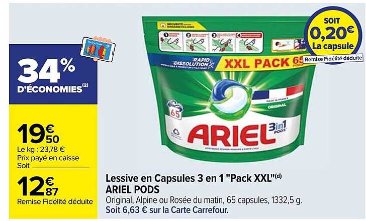 ARIEL PODS 3 en 1 "Pack XXL"