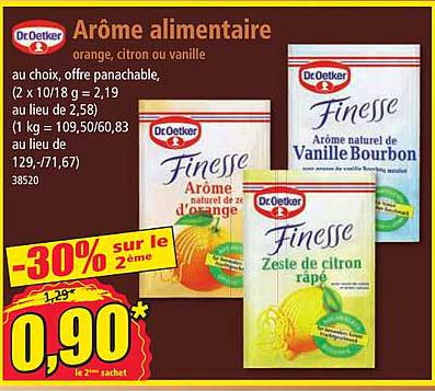 Arôme alimentaire orange, citron ou vanille