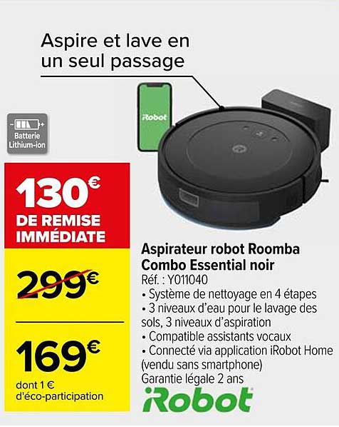 Aspirateur robot Roomba Combo Essential noir