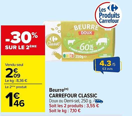 Beurre(m) CARREFOUR CLASSIC