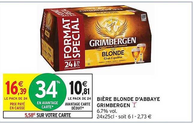 BIÈRE BLONDE D'ABBAYE GRIMBERGEN