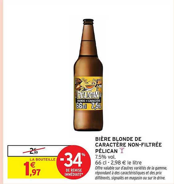 BIÈRE BLONDE DE CARACTÈRE NON-FILTRÉE PÉLICAN