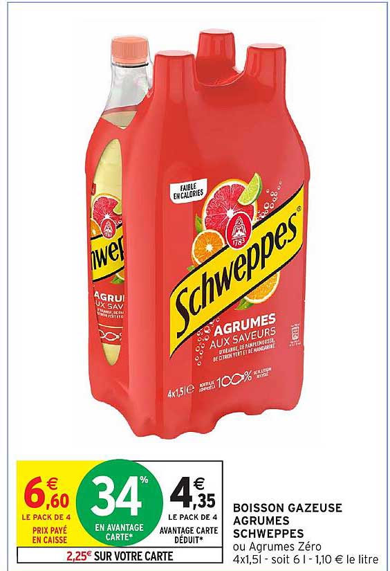 BOISSON GAZEUSE AGRUMES SCHWEPPES