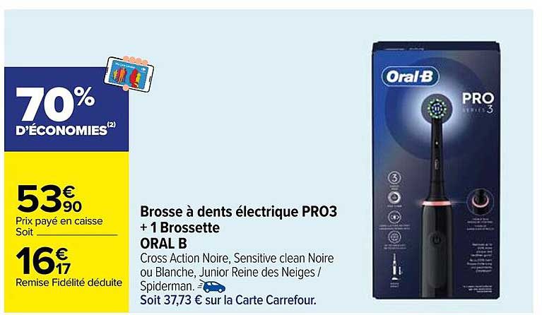 Brosse à dents électrique PRO3 + 1 Brossette ORAL B