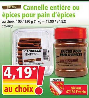 Cannelle entière ou épices pour pain d'épices