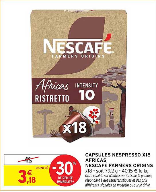 CAPSULES NESPRESSO X18 AFRICAS NESCAFÉ FARMERS ORIGINS