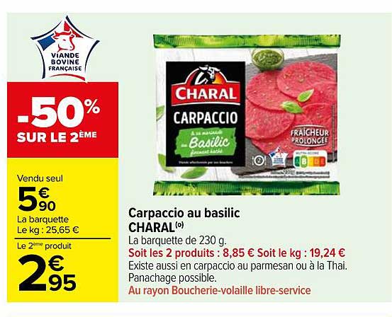 Carpaccio au basilic CHARAL