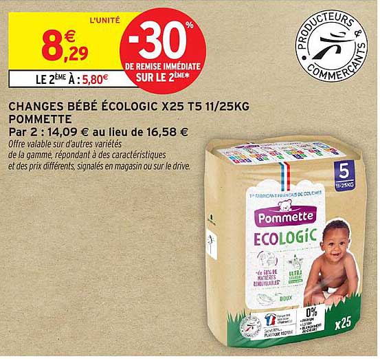 CHANGES BÉBÉ ÉCOLOGIC X25 T5 11/25KG POMMETTE