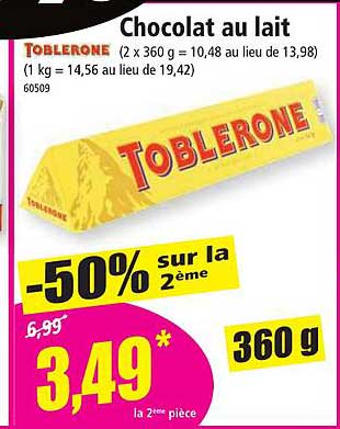 Chocolat au lait TOBLERONE