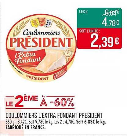 COULOMMIERS L'EXTRA FONDANT PRÉSIDENT