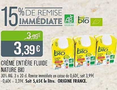 CRÈME ENTIÈRE FLUIDE NATURE BIO