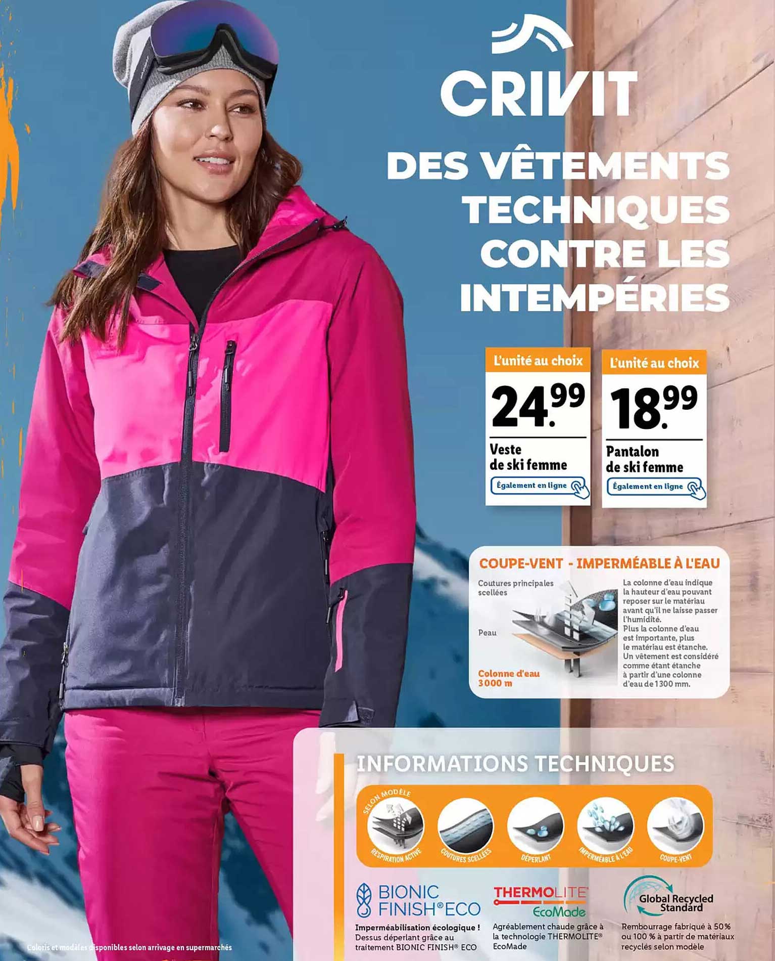 CRIVIT DES VÊTEMENTS TECHNIQUES CONTRE LES INTEMPÉRIES