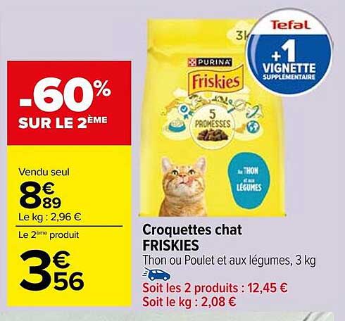 Croquettes chat FRISKIES Thon ou Poulet et aux légumes, 3 kg