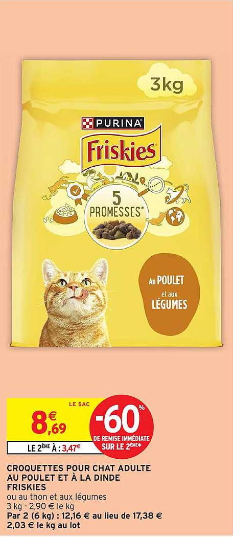 CROQUETTES POUR CHAT ADULTE AU POULET ET À LA DINDE FRISKIES