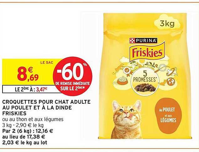 CROQUETTES POUR CHAT ADULTE AU POULET ET À LA DINDE FRISKIES